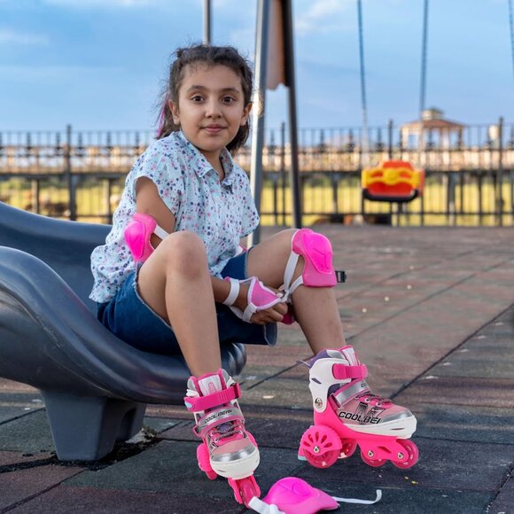 Sowume Kids Pink 1 Adjustable 8 Wheels Shine Safe And Fun Illuminating Skates - Picture 7 of 7